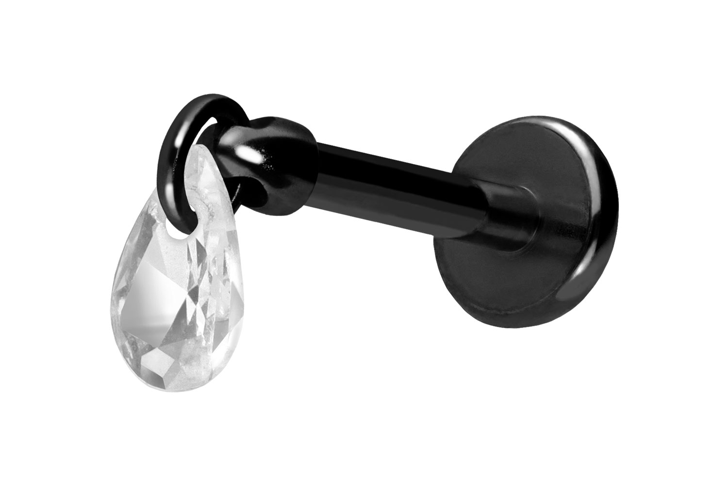 Titan Labret Piercing mit Push Fit KRISTALLTROPFEN